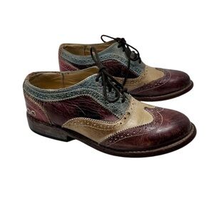 Bed Stu Lita Starry Night Rustic Distressed leather Wingtip Oxford loafers Shoes